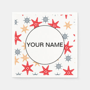 Serviette En Papier Funny Seastars Et Steerwheel Motif