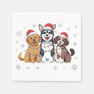 Serviette En Papier Funny Sibérien Husky Amoureux des chiens sapin de