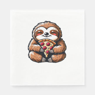 Serviette En Papier Funny Sloth mangeant Pizza, Kawaii Amoureux des an