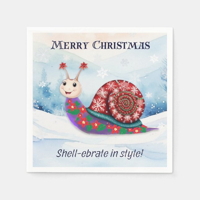 Serviette En Papier Funny Snail Pun de neige Humour nouveauté Noël (Devant)