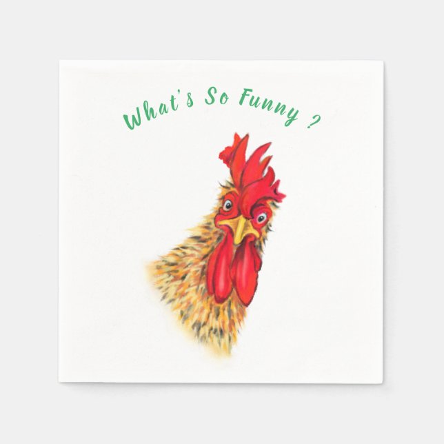 Serviette En Papier Funny Surprised Curious Rooster (Devant)