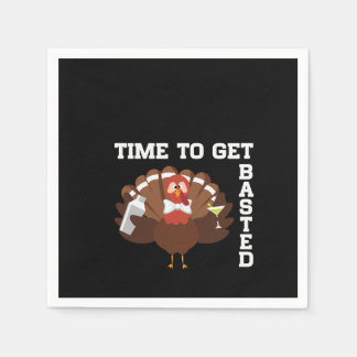Serviette En Papier Funny Turkey Time To Get Basted Thanksgiving