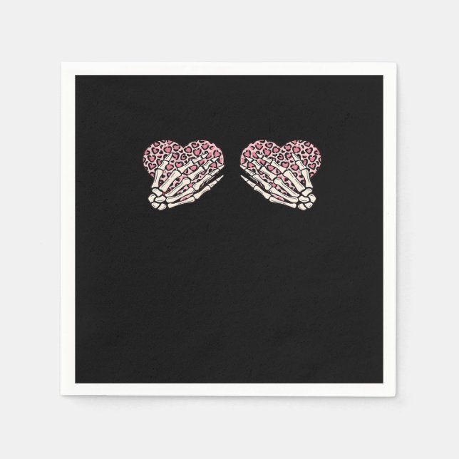 Serviette En Papier Funny Valentines Jour Squelette Mains Coeurs Fille (Devant)