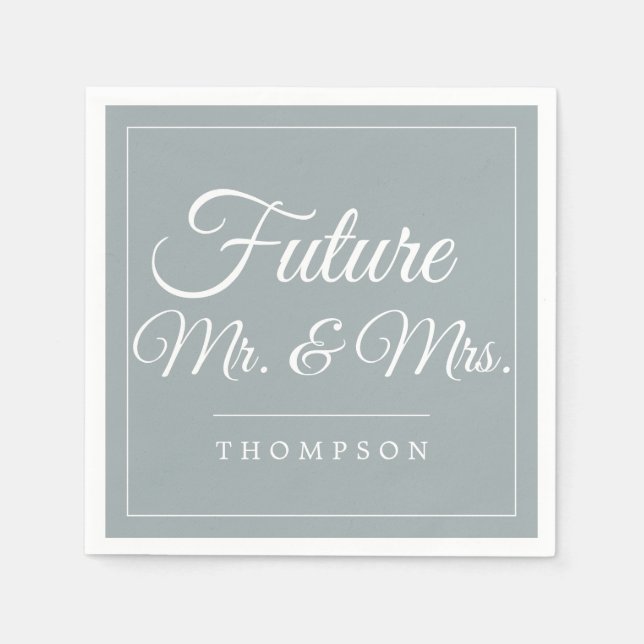 Serviette En Papier Futur M & Mme Engagement Party Dusty Blue Paper (Devant)
