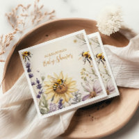 Futur Maman Abeille Jaune Floral Baby Shower