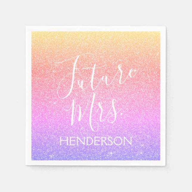 Serviette En Papier Futur Mme Rainbow Sparkle Parties scintillant (Devant)