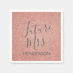 Serviette En Papier Futur Mme Rose Gold Blush Pink Sparkle Parties sci