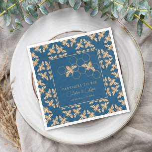 Serviette En Papier Futurs mariés à la ruche Fête de mariage Indigo &