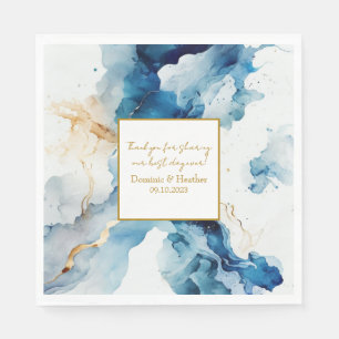 Serviette En Papier Gala des rêves de marbre AZURE   Parties scintilla