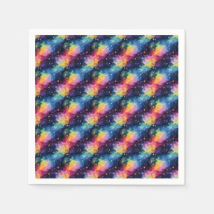 Serviette En Papier Galaxie colorée avec étoiles et spirales