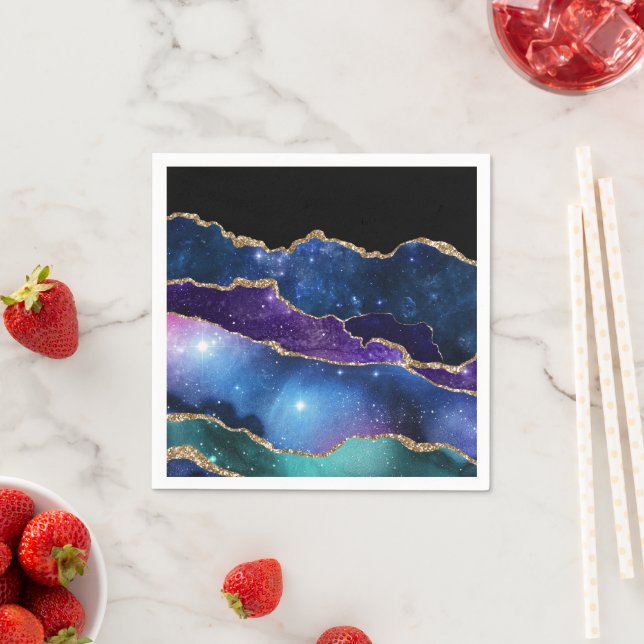 Serviette En Papier Galaxy Agate Series Design (En situation)
