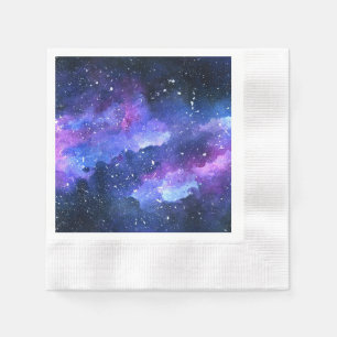 Serviette En Papier Galaxy Aquarelle violet Ado Party