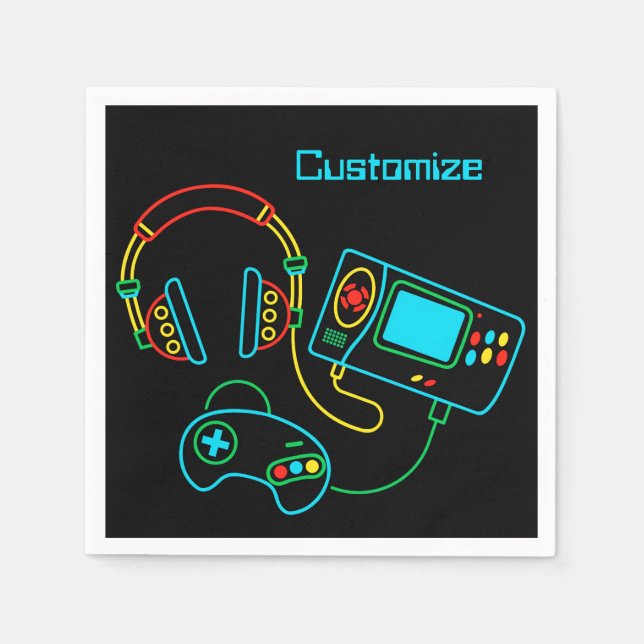 Serviette En Papier Gamer Retro Neon (Devant)