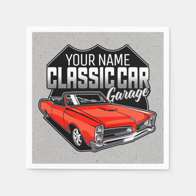 Serviette En Papier Garage de voiture classique convertible personnali (Devant)