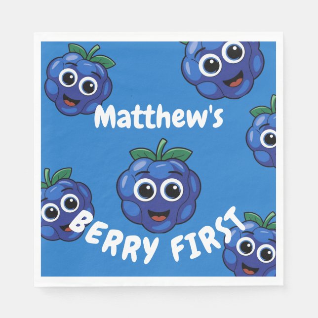 Serviette En Papier Garçon 1er anniversaire Bleu Berryfirst (Devant)