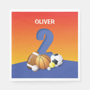 Serviette En Papier Garçon 2e anniversaire Sports Balls