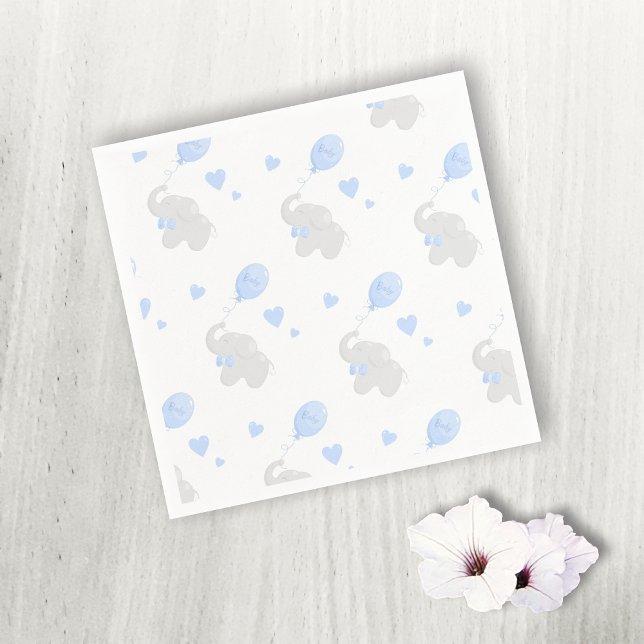 Serviette En Papier Garçon Baby shower Eléphant Ballons Papier Napkin (Créateur téléchargé)