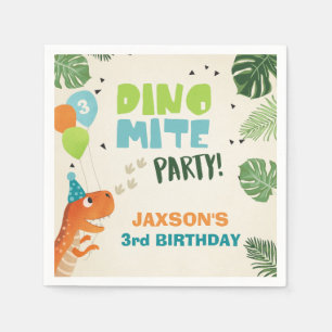 Serviette En Papier Garçon de partie de Dino d'anniversaire de