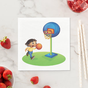 Serviette En Papier Garçon Jouant Basketball Papier serviettes