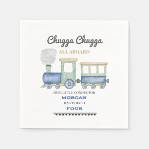 Serviette En Papier Garçon n'a pas d'âge Anniversaire Train bleu Chugg