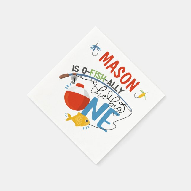 Serviette En Papier Garçon Pêche Le Gros Un Anniversaire Papier servie (Coin)