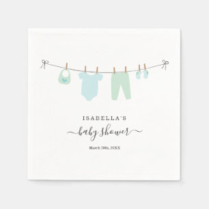 Serviette En Papier Garçon personnalisé de baby shower bleu et vert