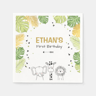 Serviette En Papier Garçon sauvage d'animaux de jungle de zoo de