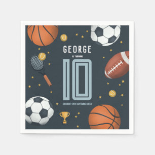 Serviette En Papier Garçons Anniversaire de enfant sportif moderne Blu