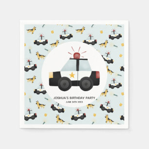 Serviette En Papier Garçons Cute Blue Police Car Toddler Joyeux annive
