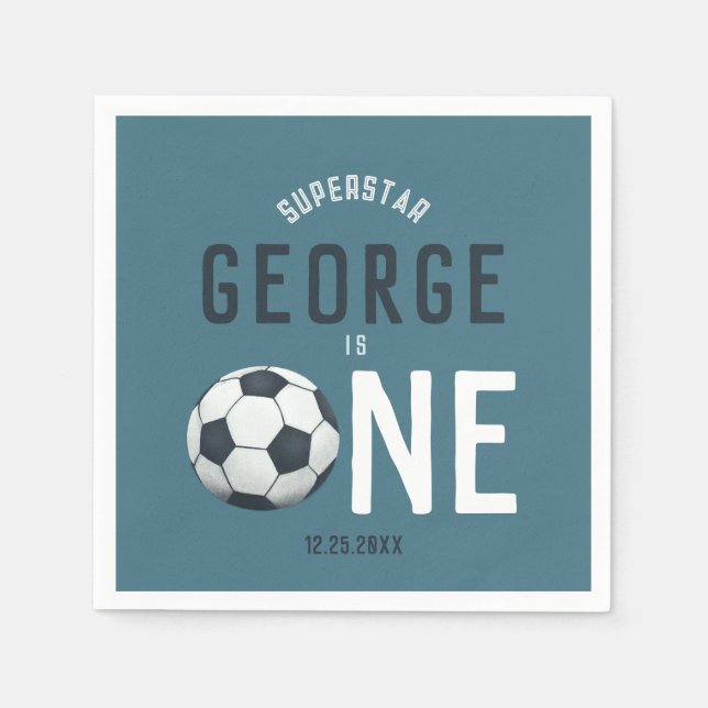 Serviette En Papier Garçons Cute Blue Sports Enfants 1er anniversaire (Devant)