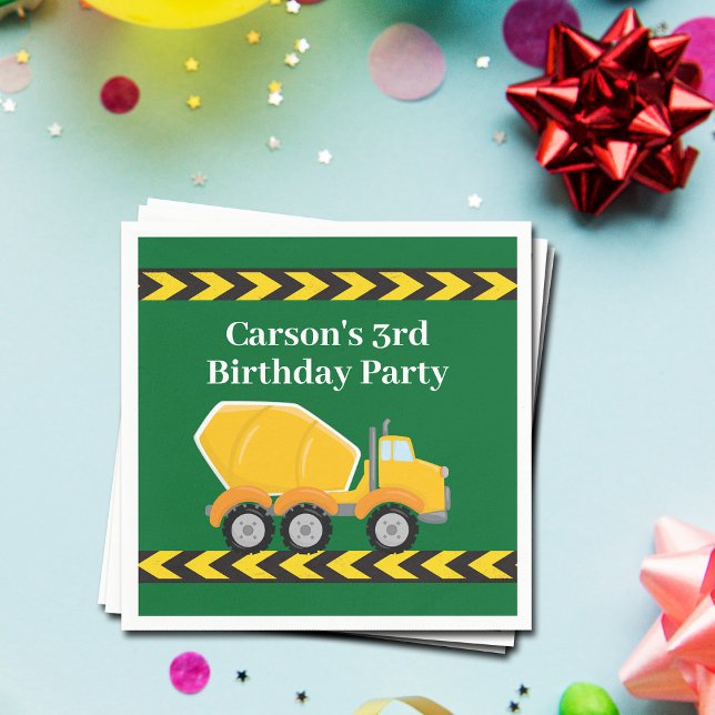 Serviette En Papier Garçons fête d'anniversaire Custom Green Truck Enf (Créateur téléchargé)
