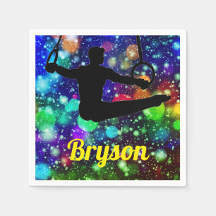 Serviette En Papier Garçons Gymnastique Anneaux Fête 