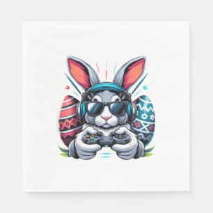 Serviette En Papier Garçons Joyeux Jour de Pâques Lapin Œuf Jeu Vidéo 