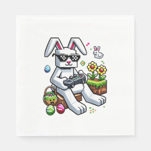 Serviette En Papier Garçons Joyeux Jour de Pâques Lapin Œuf Jeu Vidéo 