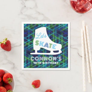 Serviette En Papier Garçons Patinage sur glace Anniversaire Fête Neon