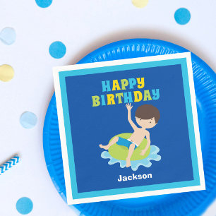 Serviette En Papier Garçons Piscine Fête Enfants Bleu Anniversaire