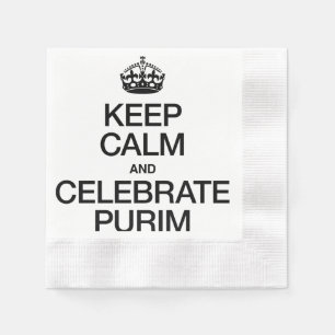 SERVIETTE EN PAPIER GARDER CALME ET CÉLÉBRER LE PURIM