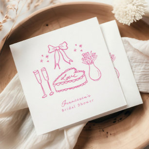Serviette En Papier Gâteau à ruban rose capricieux Champagne Baby Show