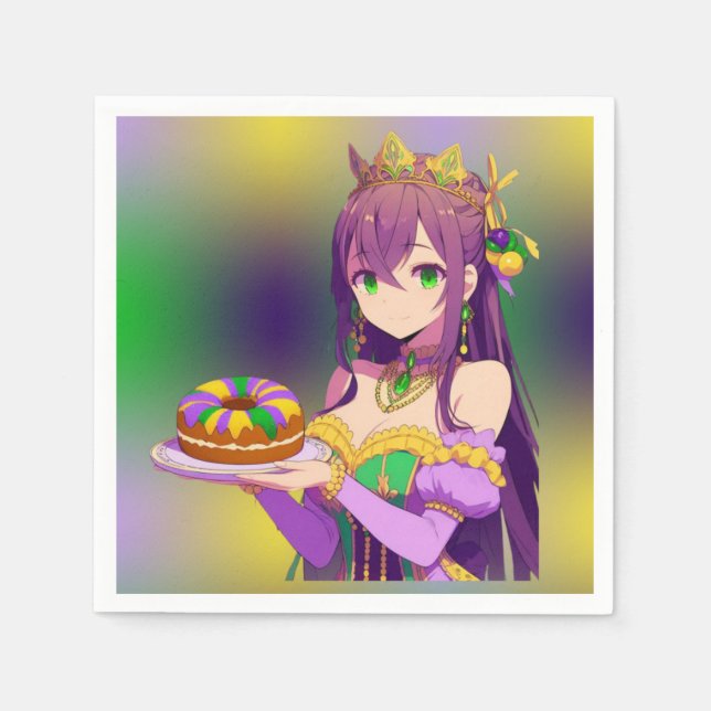 Serviette En Papier Gâteau Anime Mardi Gras King (Devant)