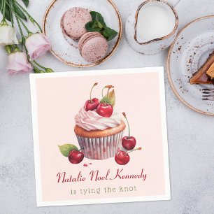 Serviette En Papier Gâteau Cerise Arc Rose Coquette Fille Fantaisie Es