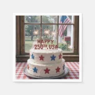 Serviette En Papier Gâteau d'anniversaire des 250 ans des États-Unis a