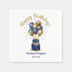 Serviette En Papier Gâteau de ballons bleu marine pour 60e anniversair
