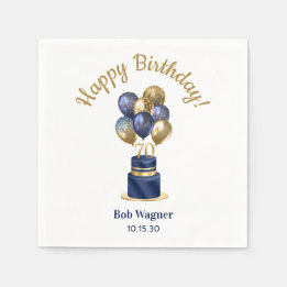 Serviette En Papier Gâteau de ballons bleu marine pour 70e anniversair