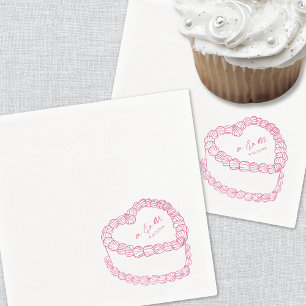 Serviette En Papier Gâteau Vintage Dessiné à la Main Mariage Fantaisis