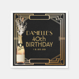 Serviette En Papier Gatsby Art Déco Anniversaire Napkin personnalisé