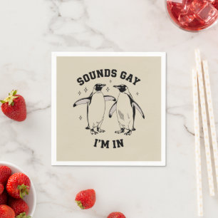 Serviette En Papier Gay Penguin Sounds Gay I'm In Vintage Queer Lgbtq