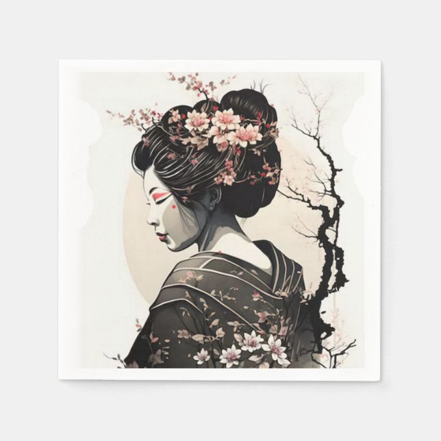 Serviette En Papier Geisha japonaise (Devant)