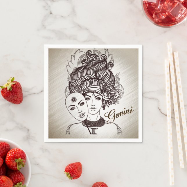 Serviette En Papier Gemini Masqué Lady Zodiac (En situation)