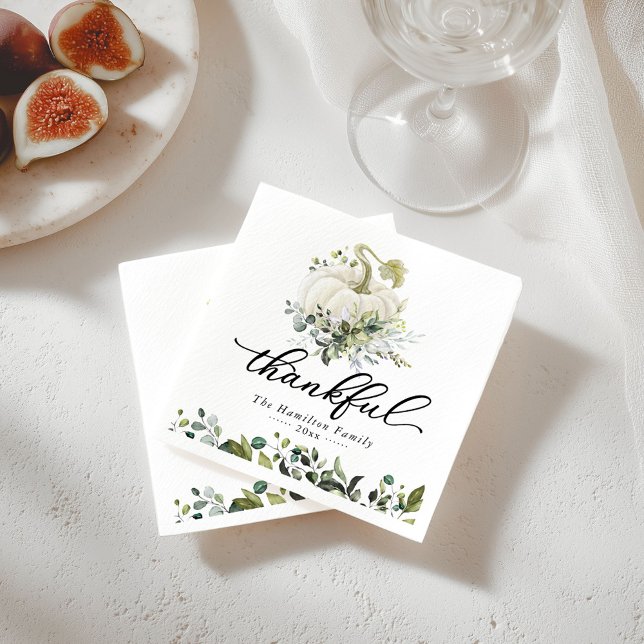 Serviette En Papier Généreuse verdure Citrouille blanc Thanksgiving (Créateur téléchargé)