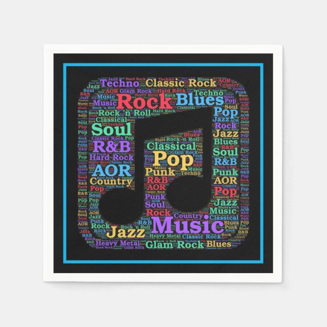 Serviette En Papier Genres de musique colorée (Devant)